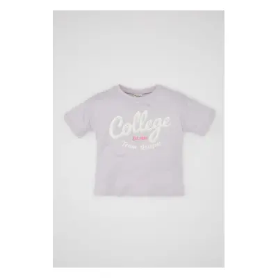 DEFACTO Baby Girl Crew Neck Printed Short Sleeve T-Shirt