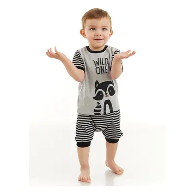 Denokids Raccoon Baby Boy T-shirt Capri Shorts Set