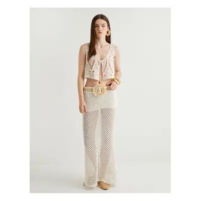 Koton X Melis Ağazat - Crop Crochet Vest with Openwork