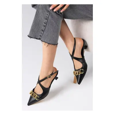 Mio Gusto Jenifer Black Color Short Heels Women's Shoes