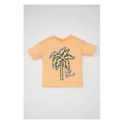 DEFACTO Baby Boy Crew Neck Palm Printed Short Sleeve T-Shirt