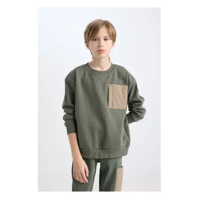 DEFACTO Boy Oversize Wide Pattern Crew Neck Sweatshirt