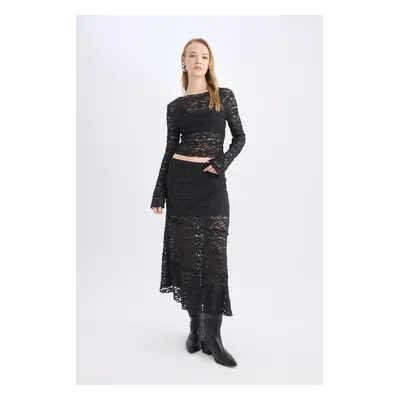 DEFACTO Coool a Form High Waist Lace Maxi Skirt