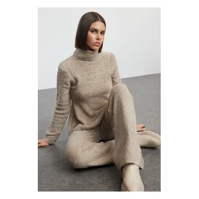 Trendyol Mink Turtleneck Knitwear Bottom-Top Set