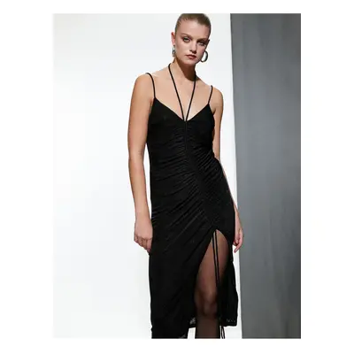 Koton Evening Dress with Slits Draped Shimmer.