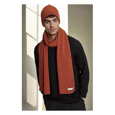 35261 Dewberry Mens Scarf Beaniette Set-CINNAMON