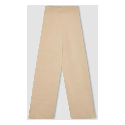 DEFACTO Knitted Trousers Straight Fit Wide Leg