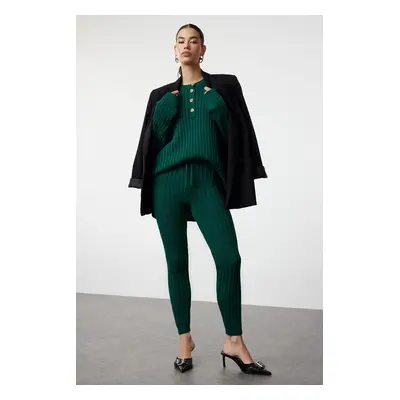 Trendyol Emerald Green Ribbed Wide Pattern Knitwear Bottom-Top Set