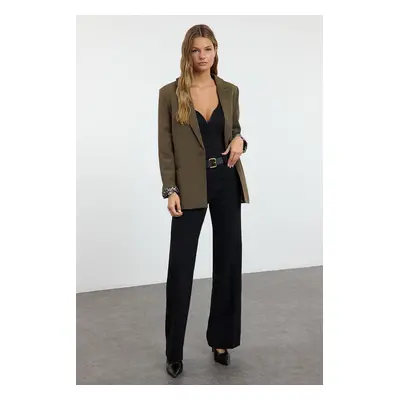 Trendyol Dark Khaki Regular Lined Detailed Woven Blazer Jacket