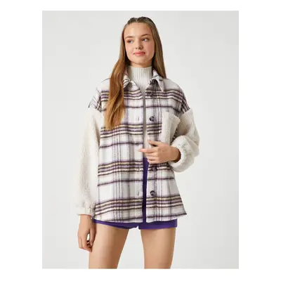 Koton Lumberjack Košile Bunda Oversize Detailní Kapsa Na Knoflíky