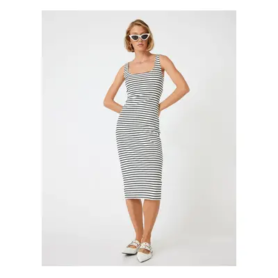 Koton Midi Length Pencil Dress Thick Straps U Neck Slim Fit