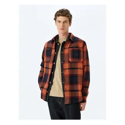 Koton Long Sleeve Plaid Patterned Lumberjack Shirt with Pocket Detail