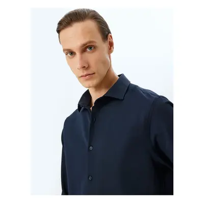 Koton Classic Shirt Long Sleeve Half Italian Collar Cotton Blend