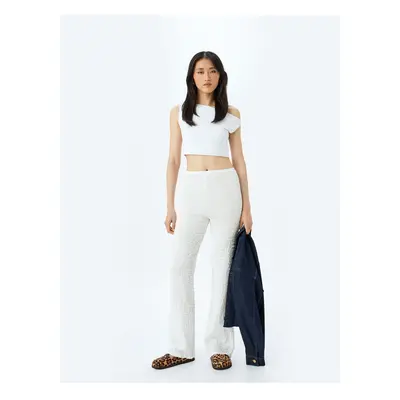 Koton Relaxed Fit Textured Wide Leg Trousers