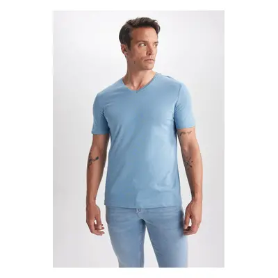 DEFACTO Slim Fit V-Neck Basic 100% Cotton T-Shirt