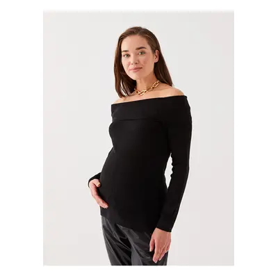 LC Waikiki Boat Neck Plain Long Sleeve Maternity Knitwear Sweater