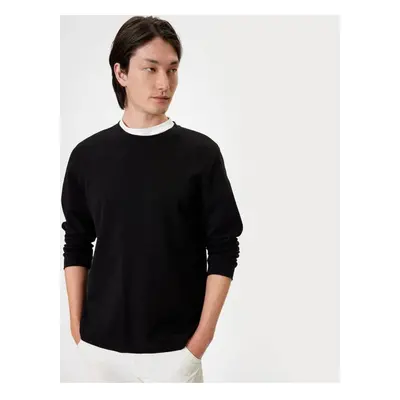 Koton Crew Neck Sweatshirt Basic Long Sleeve Cotton Interlock Fabric