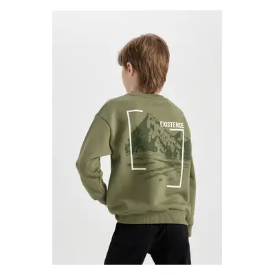 DEFACTO Boy Oversize Wide Pattern Crew Neck Back Printed Sweatshirt