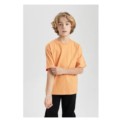 DEFACTO Boy Oversize Wide Pattern Crew Neck Basic Plain Short Sleeve T-Shirt