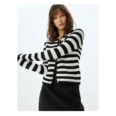 Koton Black Striped Women's Cardigan