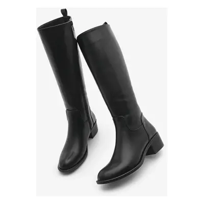 Marjin Women's Side Zipper Heeled Boots Levarin Black