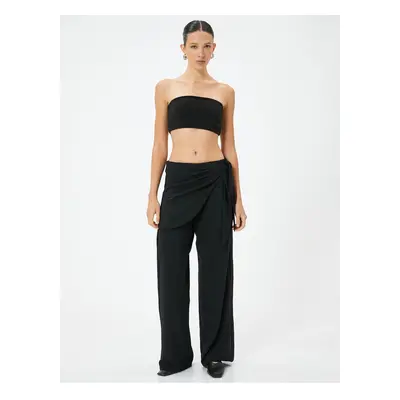 Koton Skirted Trousers, Double Breasted, Wide Leg with Tie Detail