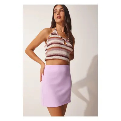 Happiness İstanbul Women's Lilac Slit Mini Skirt