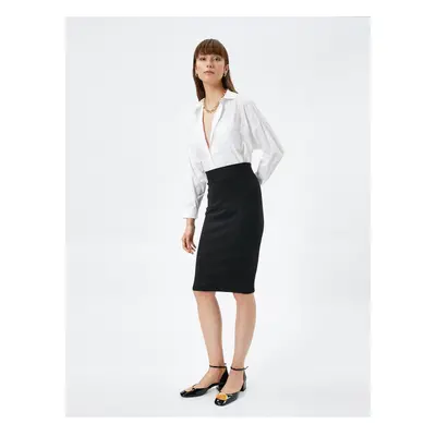 Koton High Waist Midi Pencil Skirt Slim Fit