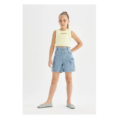 DEFACTO Girls Cargo Jean Shorts