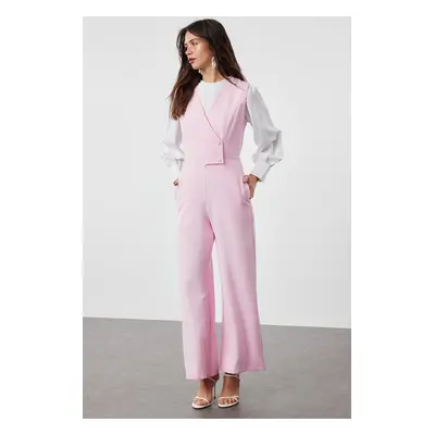 Trendyol Pink Pearl Detailed Wide Leg Woven Jumpsuit