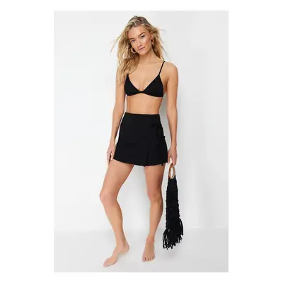 Trendyol Black Woven Tied Linen Blend Shorts Skirt