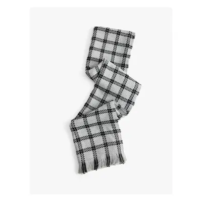 Koton Long Scarf Tasseled Plaid Soft Texture