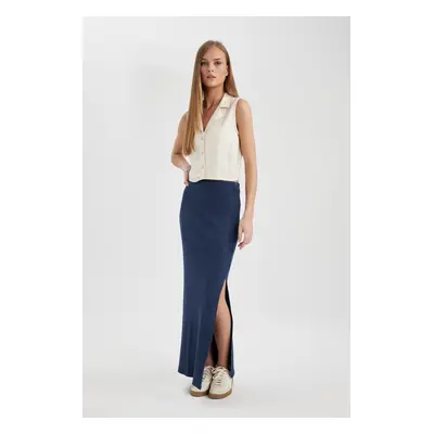 DEFACTO Ribbed Camisole Slit Washed Pale Effect Maxi Skirt