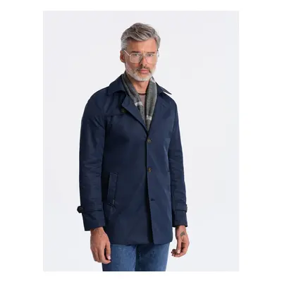 Ombre Men's short trench with classic cut - navy blue