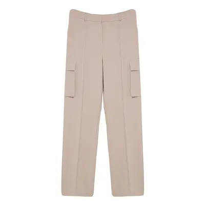 Trendyol Beige Cargo Straight Cut Woven Double Pocket Woven Trousers