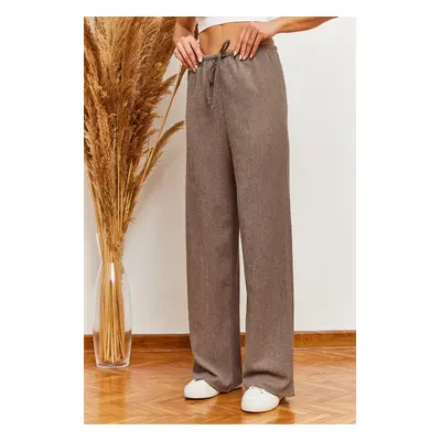 Bianco Lucci Women's Rustic Tie Waist Trousers