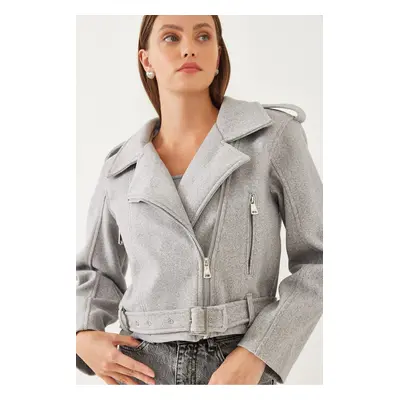 Bianco Lucci Women's Belted Lined Short Jacket