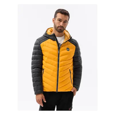 Ombre Men's quilted sports jacket - mustard