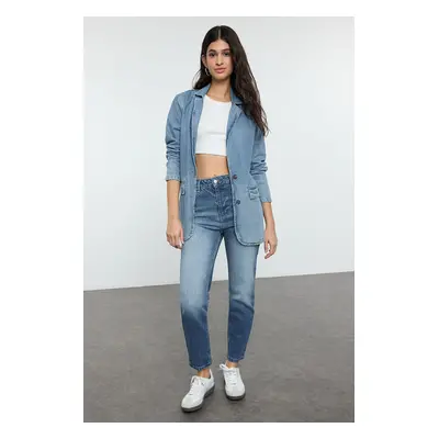 Trendyol Blue More Sustainable High Waist Slim Mom Jeans