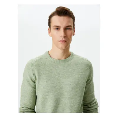 Koton Knitwear Sweater Basic Crew Neck Slim Fit Textured