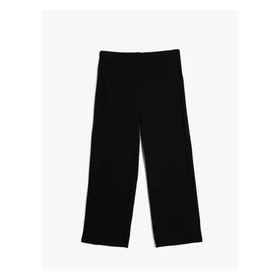 Koton High Waist Trousers with Elastic Waist Viscose Blend Textured