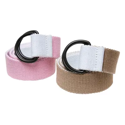 Easy D-Ring Belt Kids 2-Pack bílá/béžová+bílá/růžová