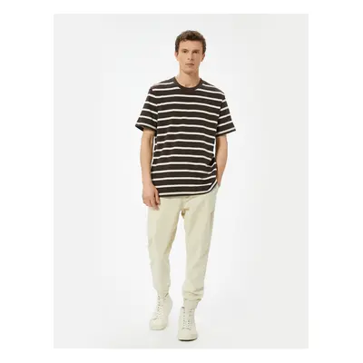 Koton Brown Striped Men&#39;s T-Shirt