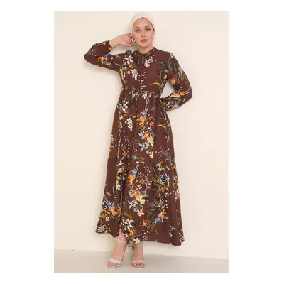 Bigdart Magnificent Collar Hijab Dress - F.coffee