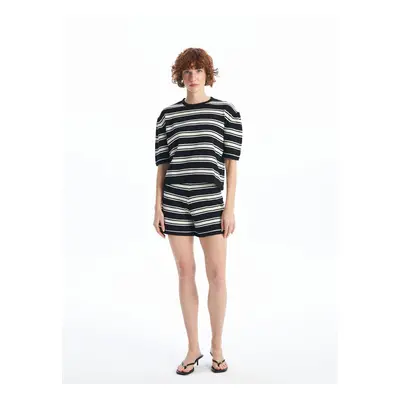 LC Waikiki Crew Neck Striped Short Sleeve Women's Swimming T-Shirt and Shorts Set