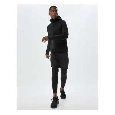 Koton Sports Sweatshirt Hooded Slim Fit, Soft Touch, Zippered, Pocket Detail, Long Sleeve, With 