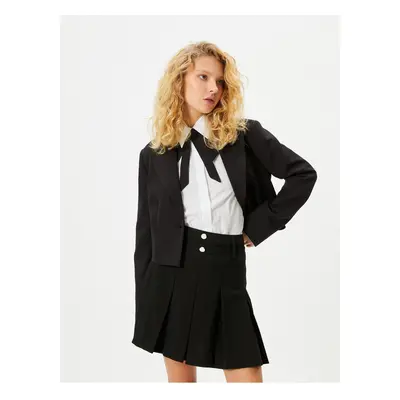 Koton Pleated Mini Skirt With Button Detail