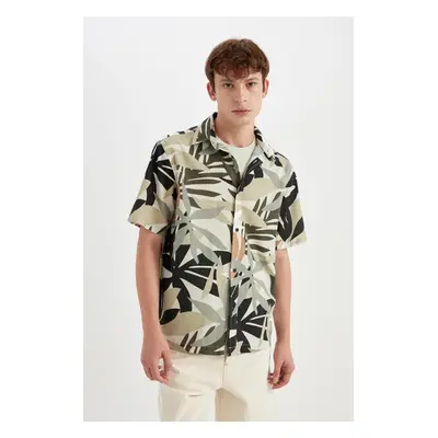 DEFACTO Regular Fit Hawaiian Printed Cotton Short Sleeve Shirt