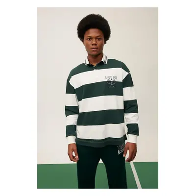 DEFACTO Fit Boxy Fit Striped Long Sleeve Polo T-Shirt