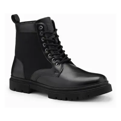 Ombre Men's high-top trapper boots with combined materials - black